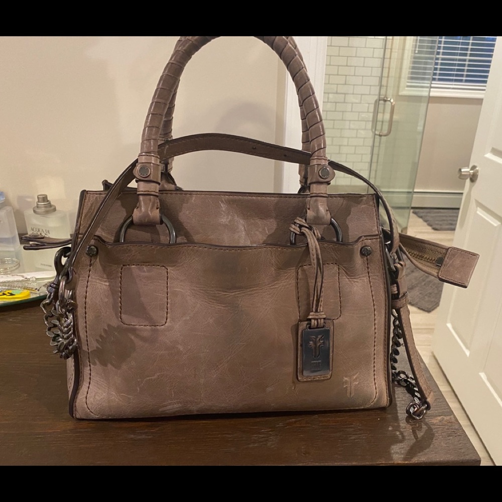 Frye Demi satchel in taupe grey color